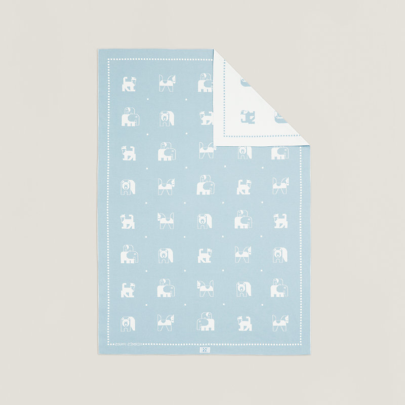 Animaux Blocks blanket - Black | Hermès USA